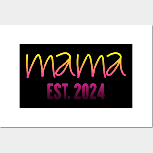 Mama Est 2024 shirt, Promoted to Mommy Mother's Day 2024 Posters and Art